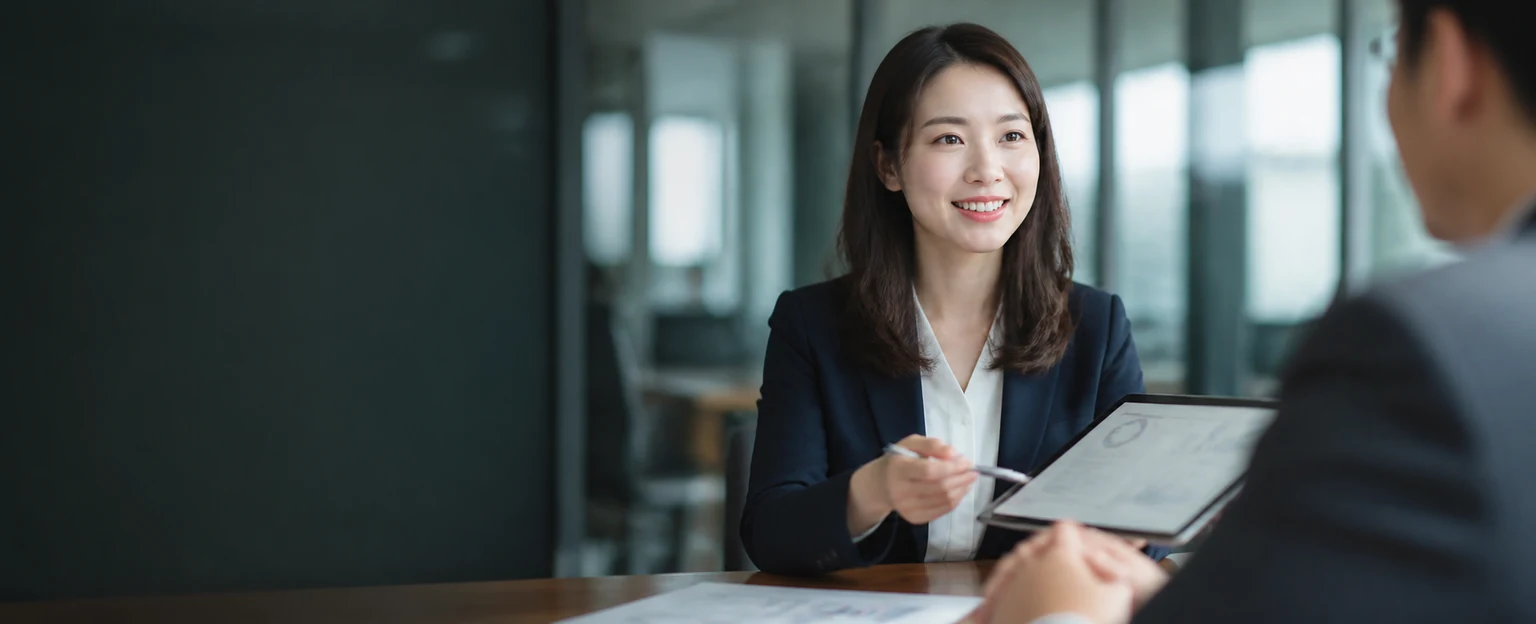 商談で提案する営業担当者
